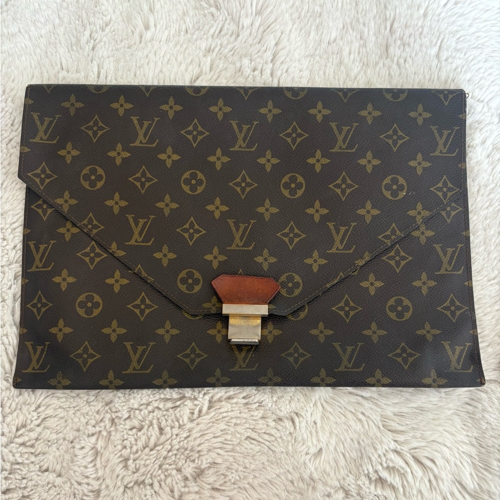 Louis Vuitton Brown and Tan Monogram Envelope Clutch